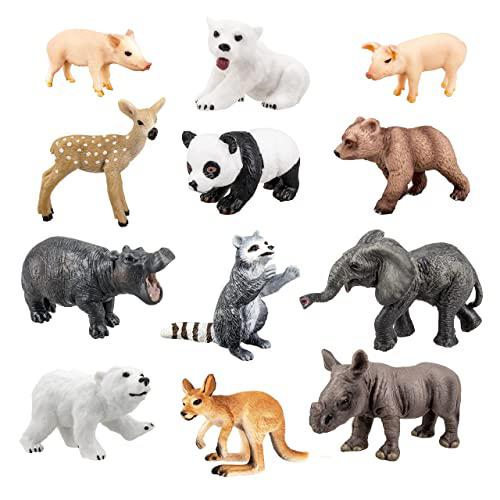 toymany 12pcs zoo animal figurines, high emulational detailed baby animals figures, easter eggs education birthday gift chris