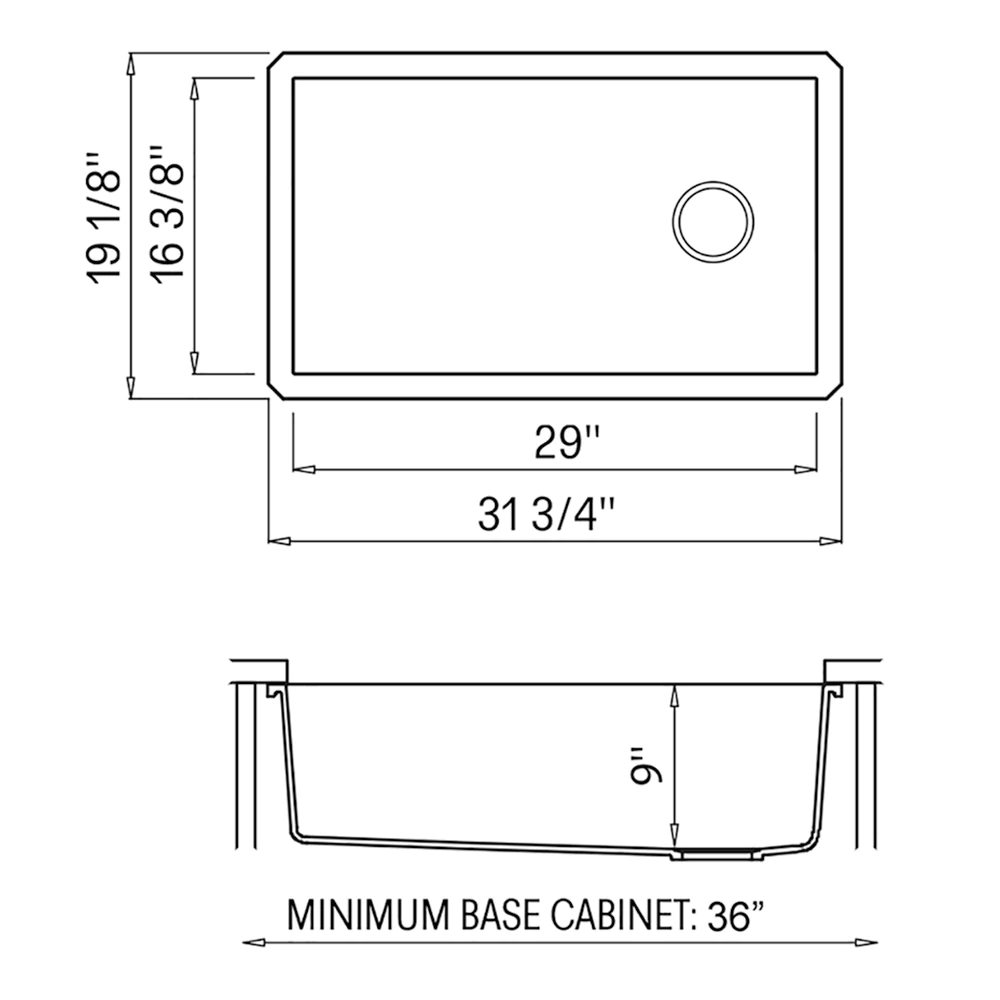 Ruvati RVG2033BK 31 x 19 inch epiGranite Kitchen Sink - Midnight Black
