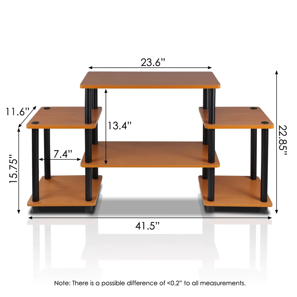 FURINNO Turn-N-Tube No Tools Entertainment Center, Light Cherry/Black