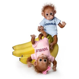 The Ashton-Drake Galleries Double Trouble Twice The Fun Orangutan Monkey Twins Huggable Realistic Baby Doll by Cindy Sales 8