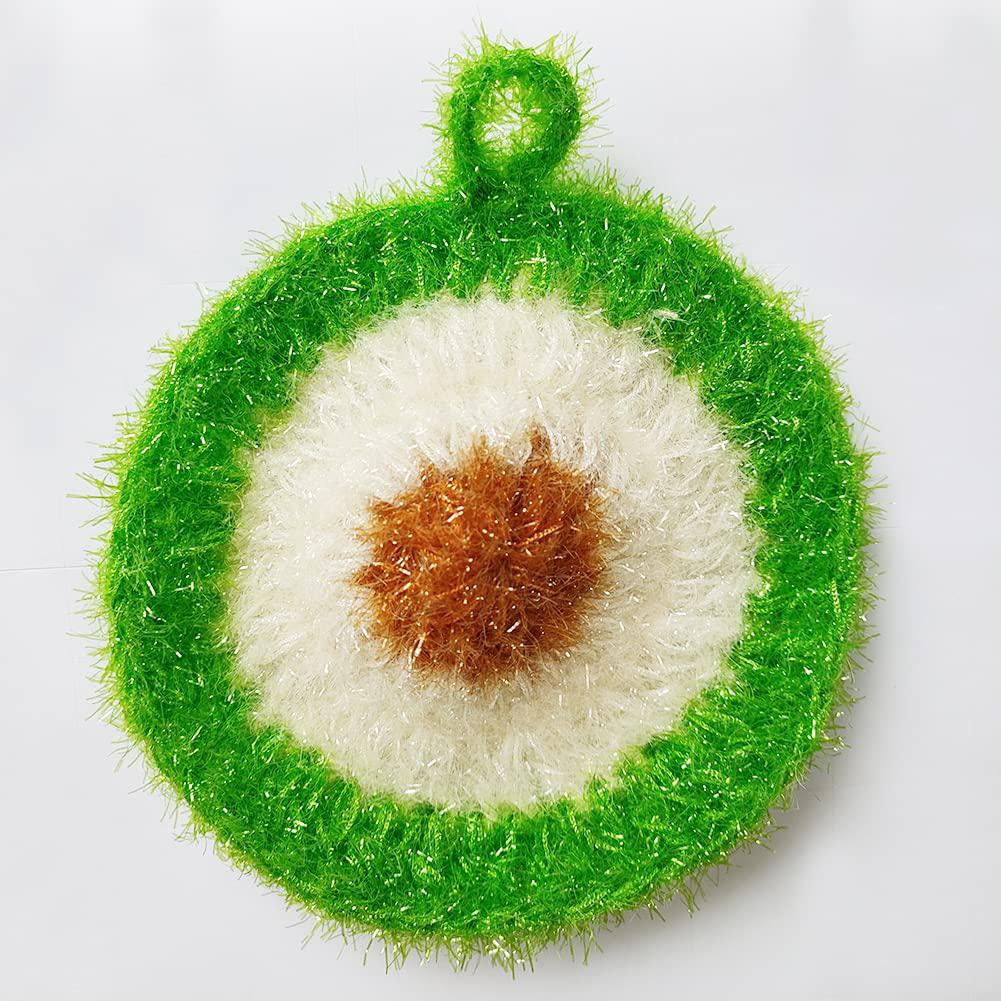 cocororo avocado and egg shape acrylic dish/pot scrubbers for dish washing, cute food dish sponge no odor kitchen sponge net dish clot