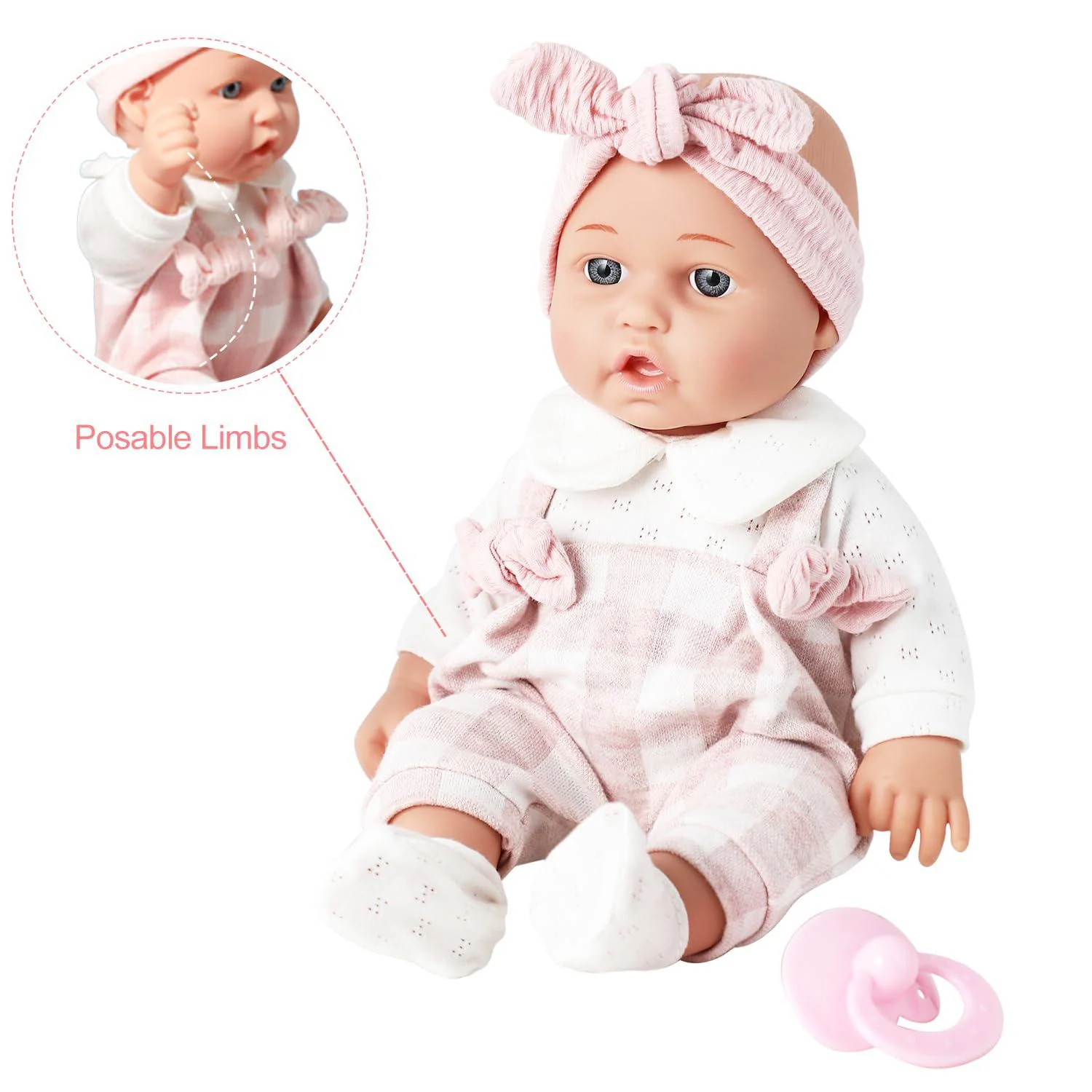 enjoyin 12&s;&s; baby doll in gift box with pink cloths, pacifier, 13&s;&s;x13&s;&s; microfabric blanket, and feeding bottle. gift idea f