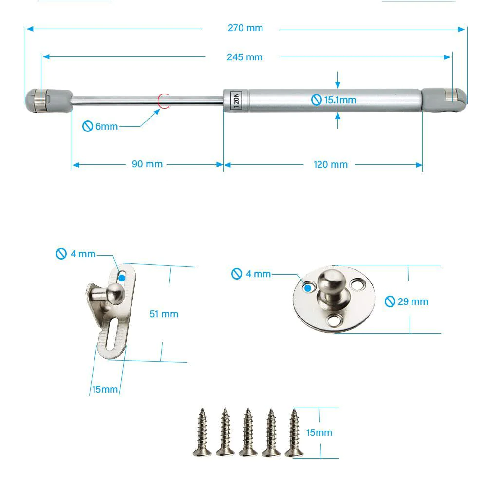 WANLIAN [2 pack] lift support,gas strut,soft close hinges gas spring, lid support, kitchen cabinet hinges, toy box hinges, gas shocks