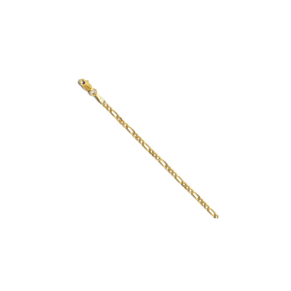 Jewelryweb 14k Yellow Gold 2.75mm Flat Figaro Anklet - 9 Inch