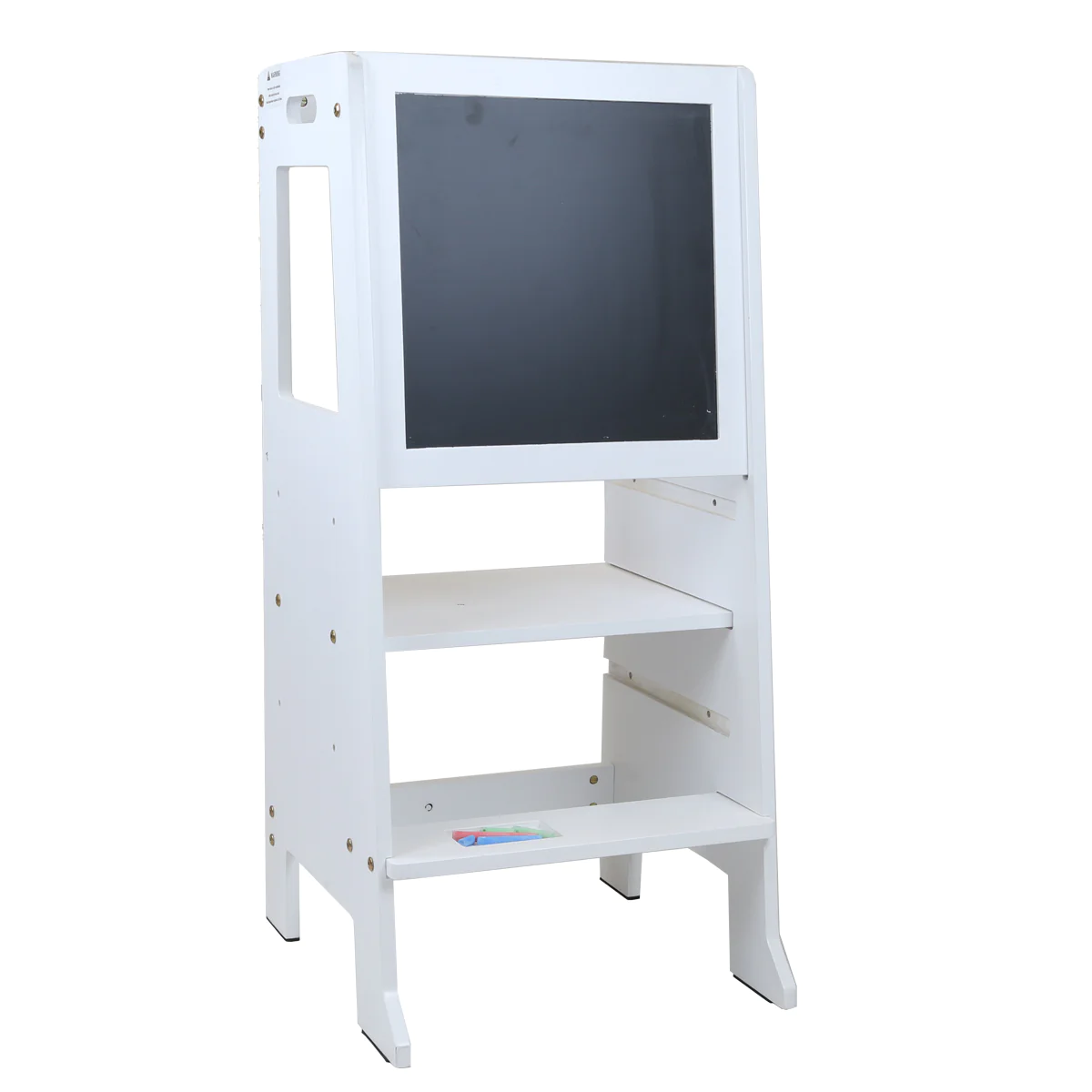 Clevr Height Adjustable Kids Kitchen Step Stool with Magnetic Activity Board (White)