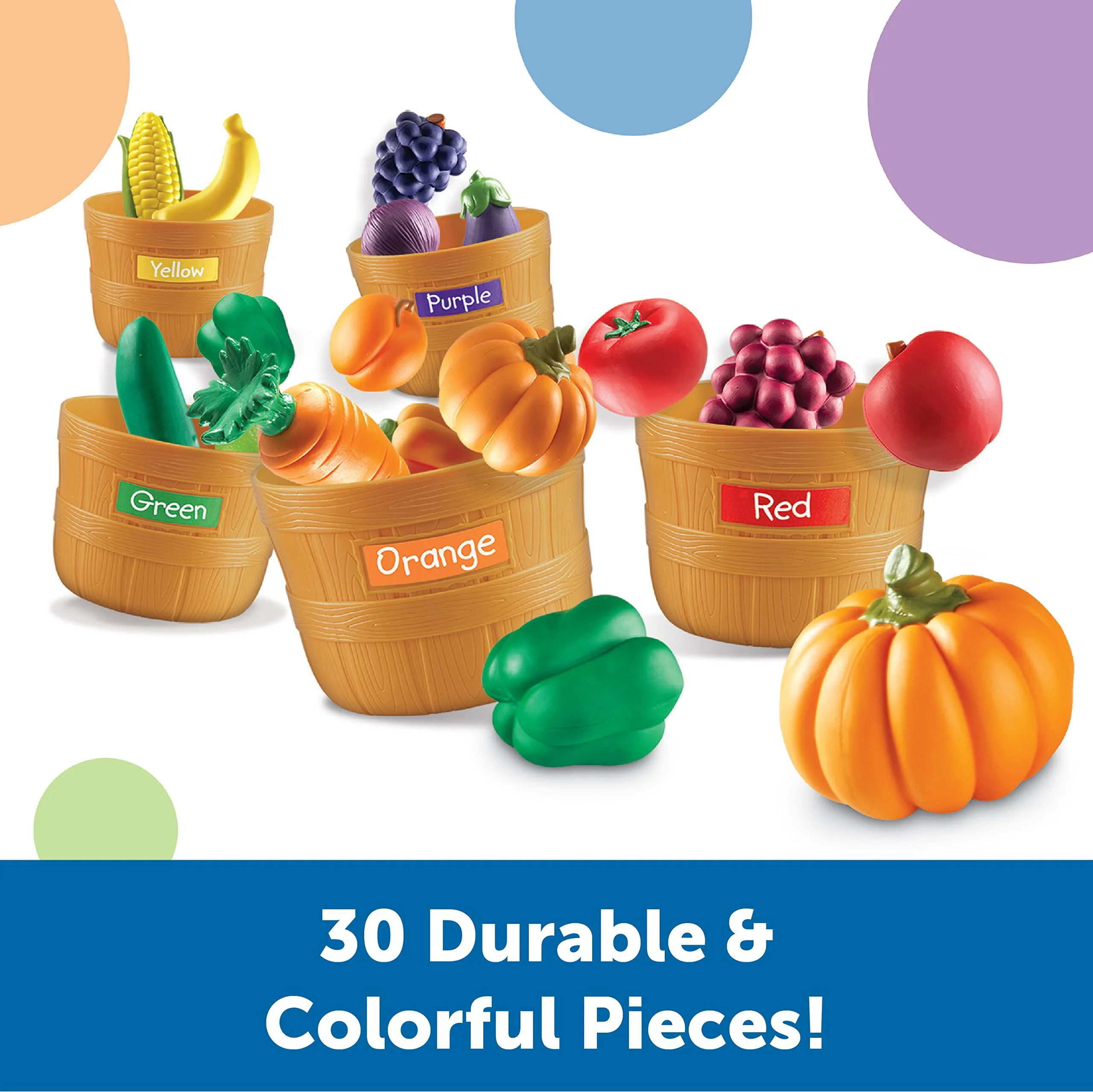 learning resources farmers market color sorting set - 30 pieces age 18+ months toddler learning toys, sorting toys for kids,
