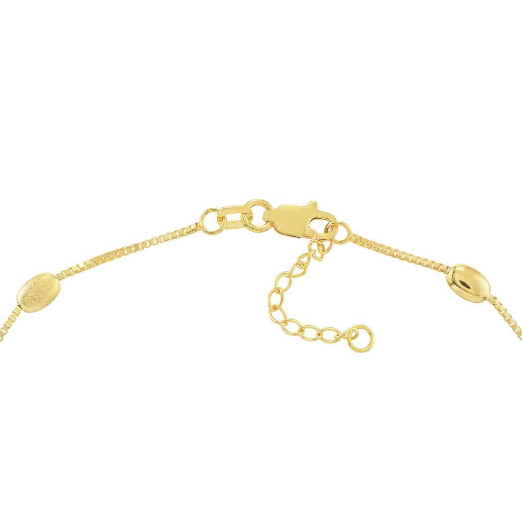 Jewelryweb 14k Yellow Gold Adjustable Matt and Polished Coffee Beans - 10 Inch