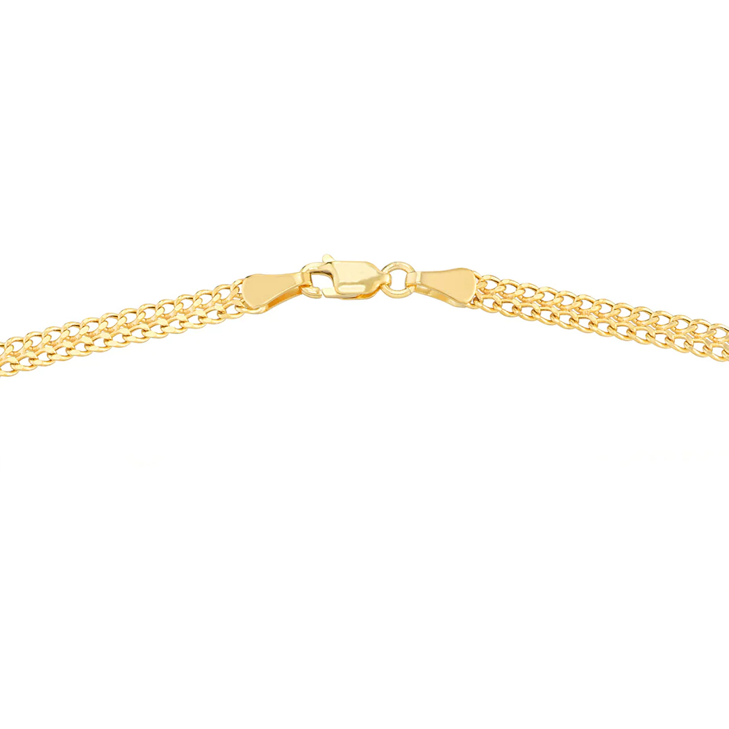 Jewelryweb 14k Yellow Gold 4.35mm Hollow L R Curb Bismark 2 Lobster Lock Closure - 10 Inch