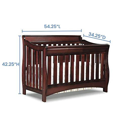 Delta Children Bentley S Series 4-in-1 Convertible Baby Crib, Black Cherry Espresso