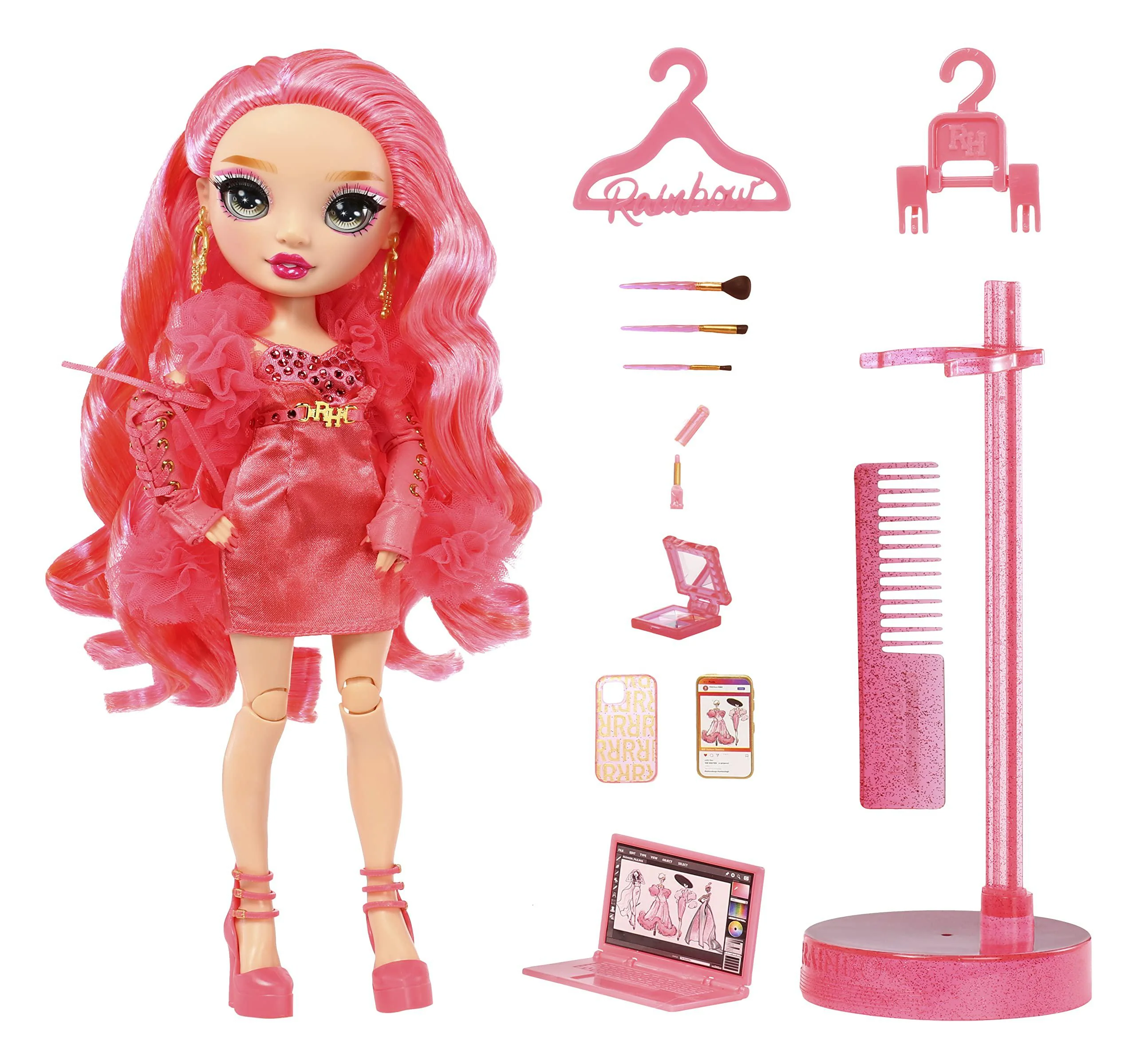 rainbow high priscilla- pink fashion doll. fashionable outfit &a; 10+ colorful play accessories. great gift for kids 4-12 years