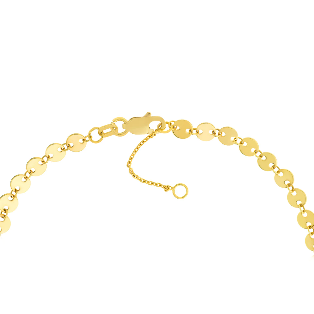 Jewelryweb 14k Yellow Gold Adjustable 4mm Disk Anklet - 10 Inch