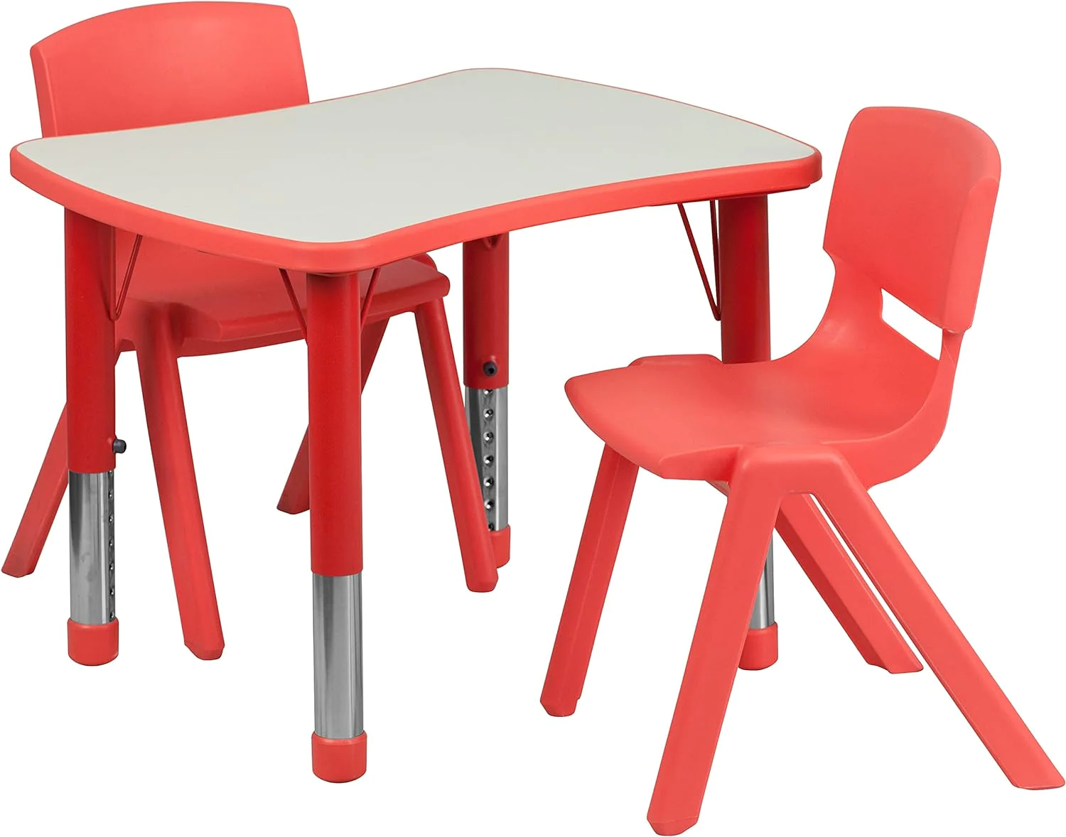 Flash Furniture 21.875W X 26.625L Adjustable Rectangular Red Plastic Activity Table Set NEW