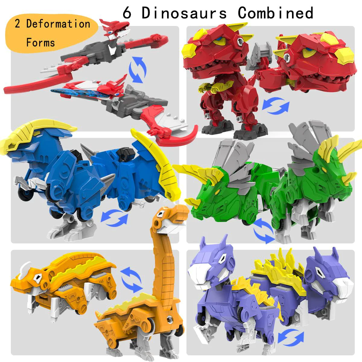 gaginan dinosaur combined robot toys, 6-in-1 deformation robot, 10-in take apart robot figures, disassembly toys for boys &a; g