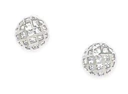 Jewelryweb Sterling Silver Rhodium Plated CZ Medium Crystal Ball Screw-Back Earrings - Measures 6x6mm