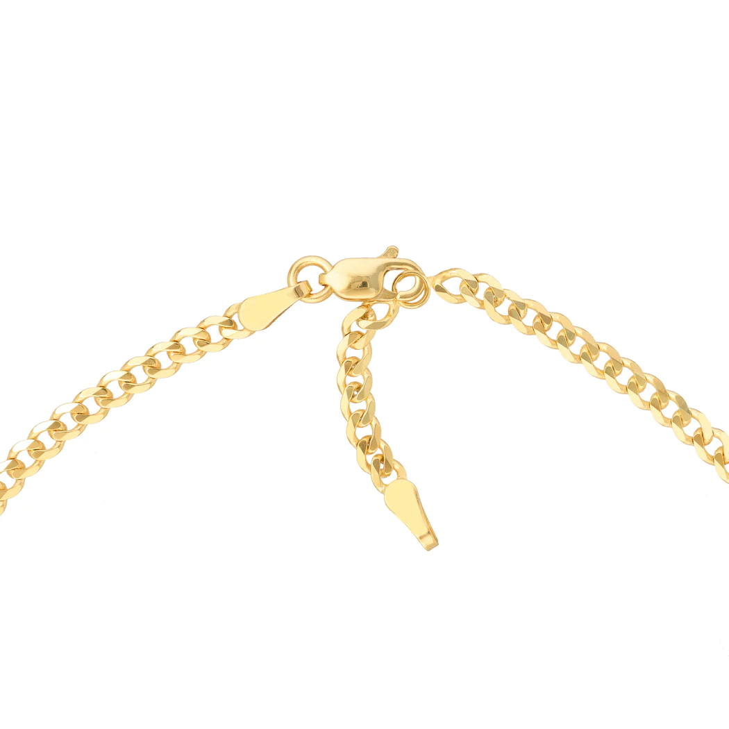 Jewelryweb 14k Yellow Gold 2.7mm Adjustable Open Curb Chain Ankle Bracelet Lobster Lock Closure - 10 Inch