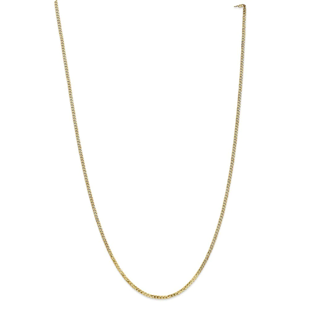 Jewelryweb 14k 2.2mm Beveled Curb Chain Ankle Bracelet - 10 Inch