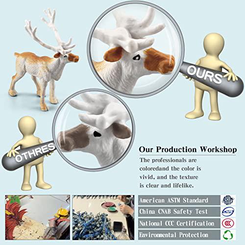 bretoyin mini arctic animals toys set 10pcs polar animal figurines 1-2 inch plastic arctic tundra deer toy animal small white bear arc