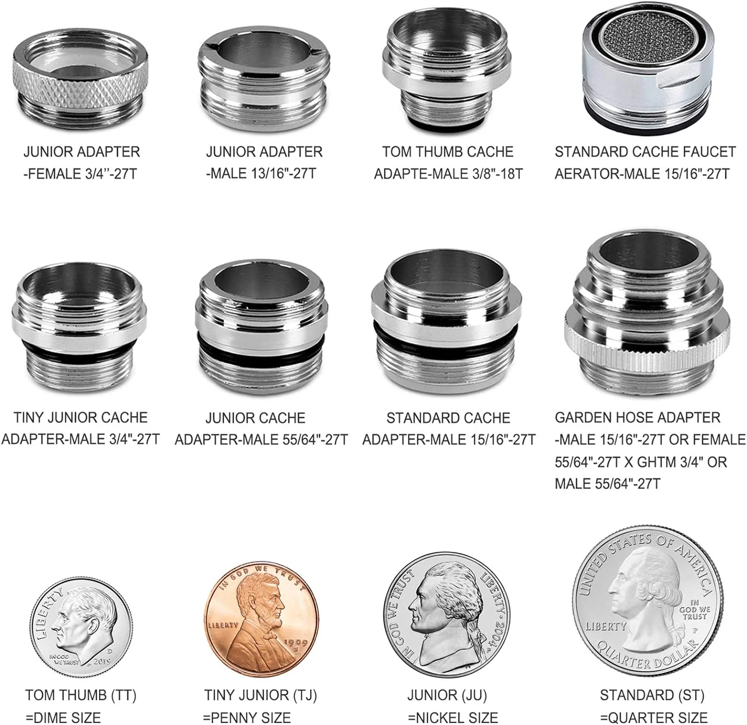 ExcelFu 9 Pieces Faucet Adapter Kit, Brass Aerator Adapter Male Female Kitchen Sink Faucet Adapter to Garden Hose, Water Filter, Standa