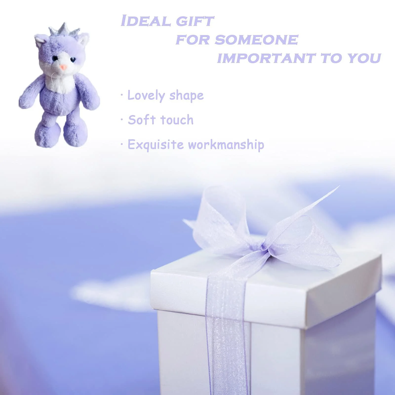 zhidiloveyou cat stuffed animal cute plush toy gifts for kids or adults (13.78 inch, purple)