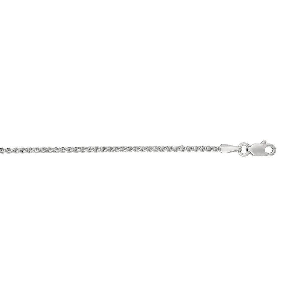 Jewelryweb 14k White Gold 1.5mm Round Wheat Chain With Lobster Clasp Anklet - 10 Inch