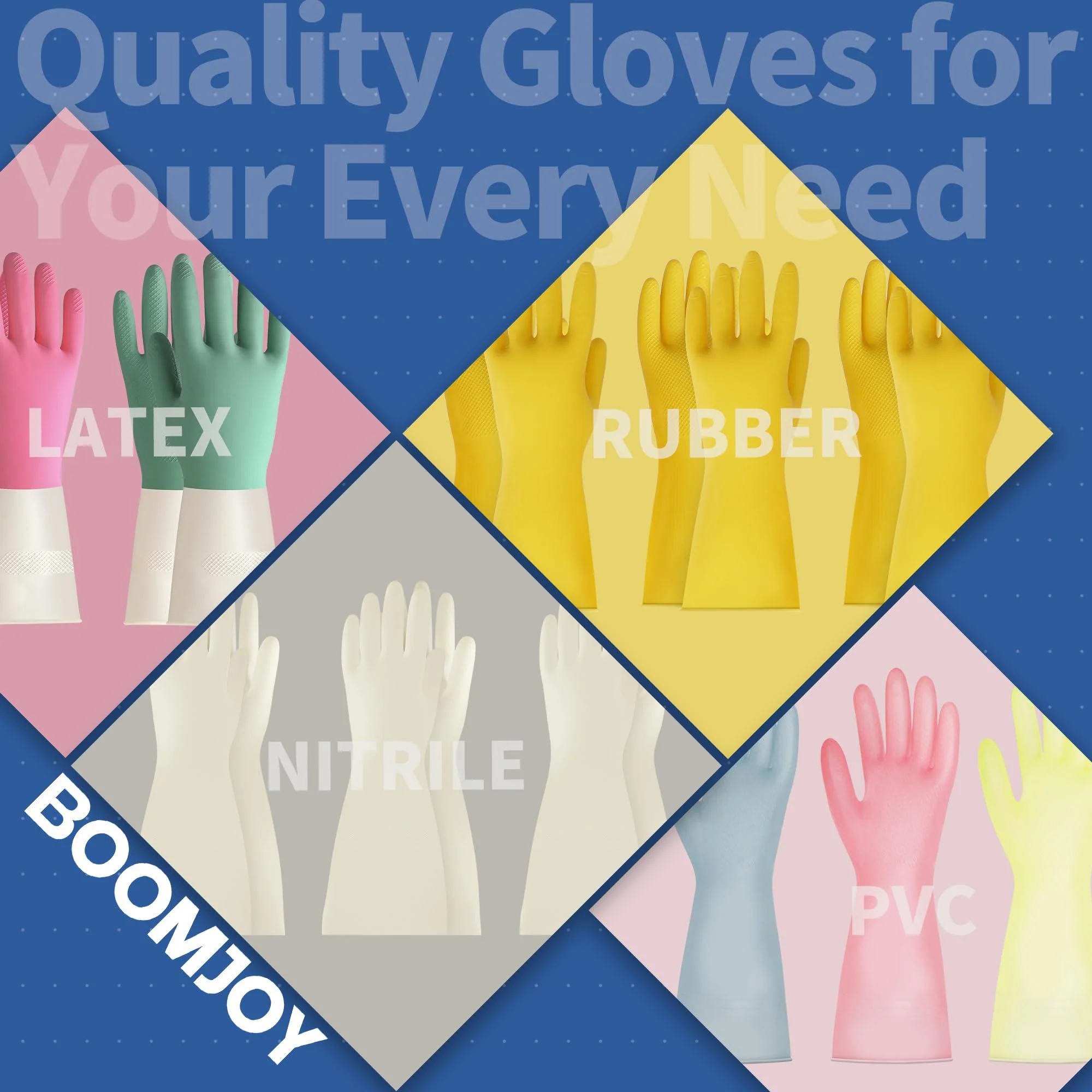 boomjoy nitrile cleaning gloves, heavy duty dishwashing gloves, reusable large gloves for kitchen, bathroom, gardening, worki