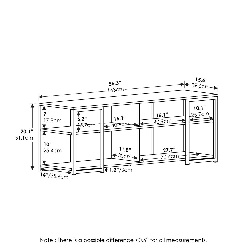 Furinno Camnus Modern Living TV Stand for TVs up to 65 Inch, Americano/Black