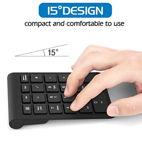 Foloda Wireless Number Pads, Numeric Keypad Numpad 22 Keys Portable 2.4 GHz Financial Accounting Number Keyboard Extensions 10 Key for