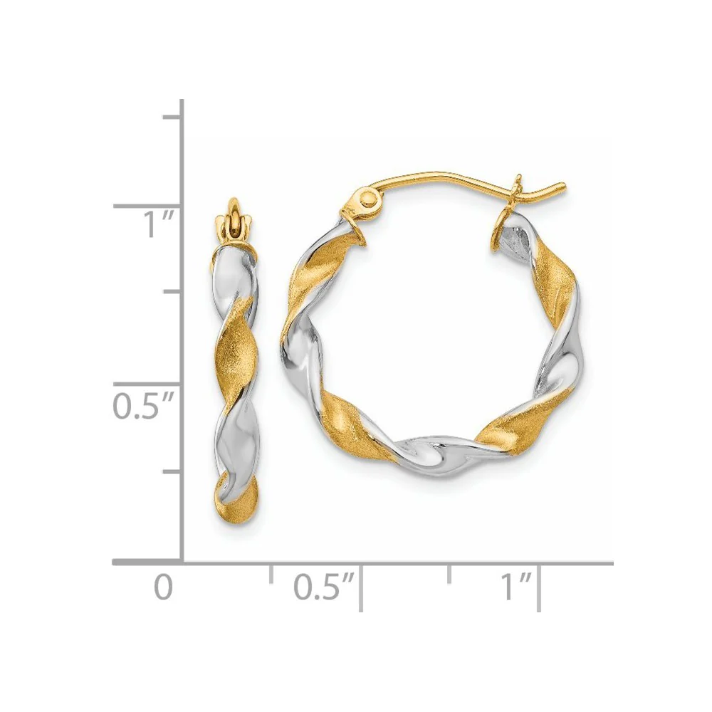 Jewelryweb 14k White Gold and Rhodium 2.0mm Twisted Hoop Earrings - Measures 22x21mm Wide 2mm Thick