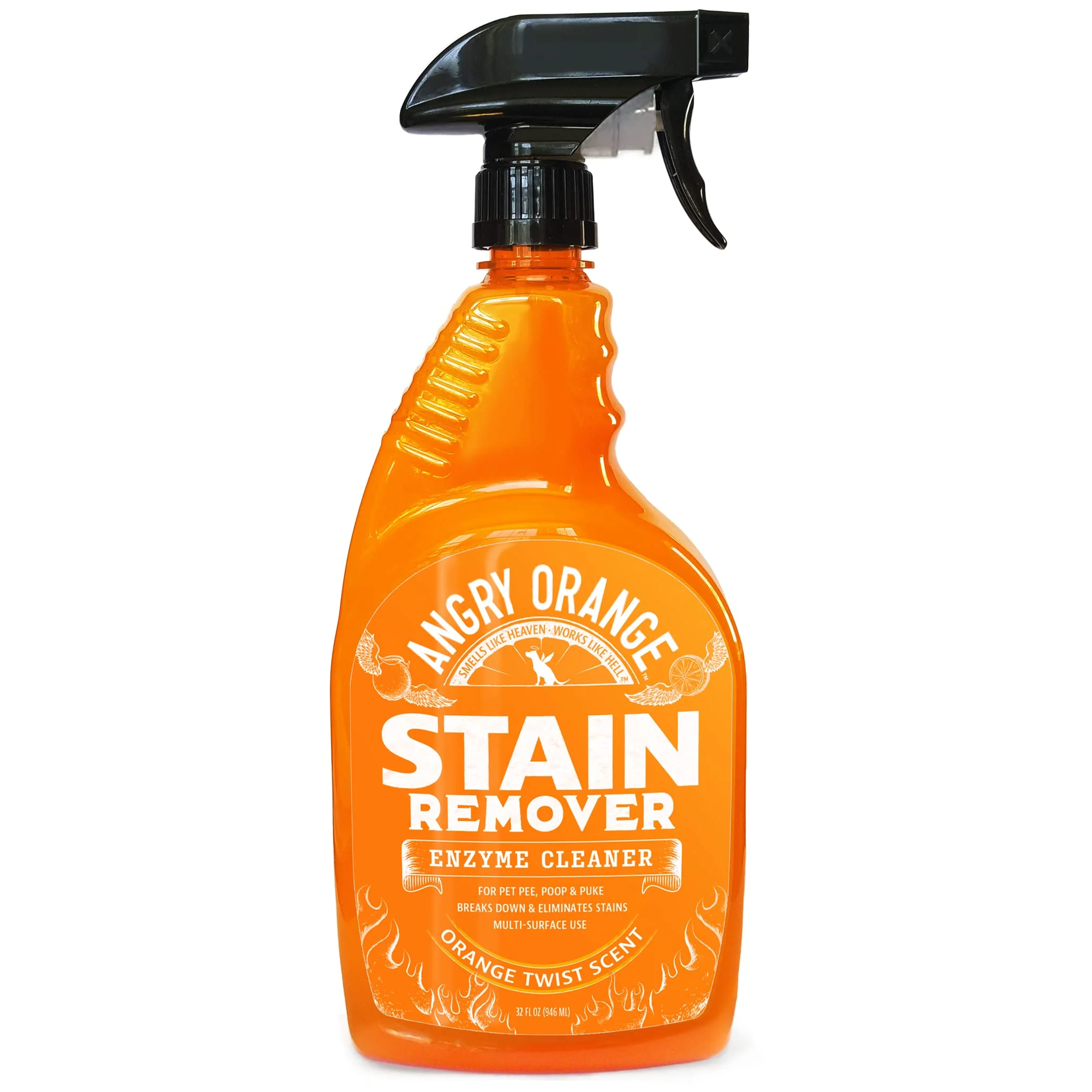 Angry Orange Stain Remover - 32oz Enzyme Pet cleaner - Dog &a; cat Urine Destroyer and Stain Remover - citrus Spray cleaning Solut