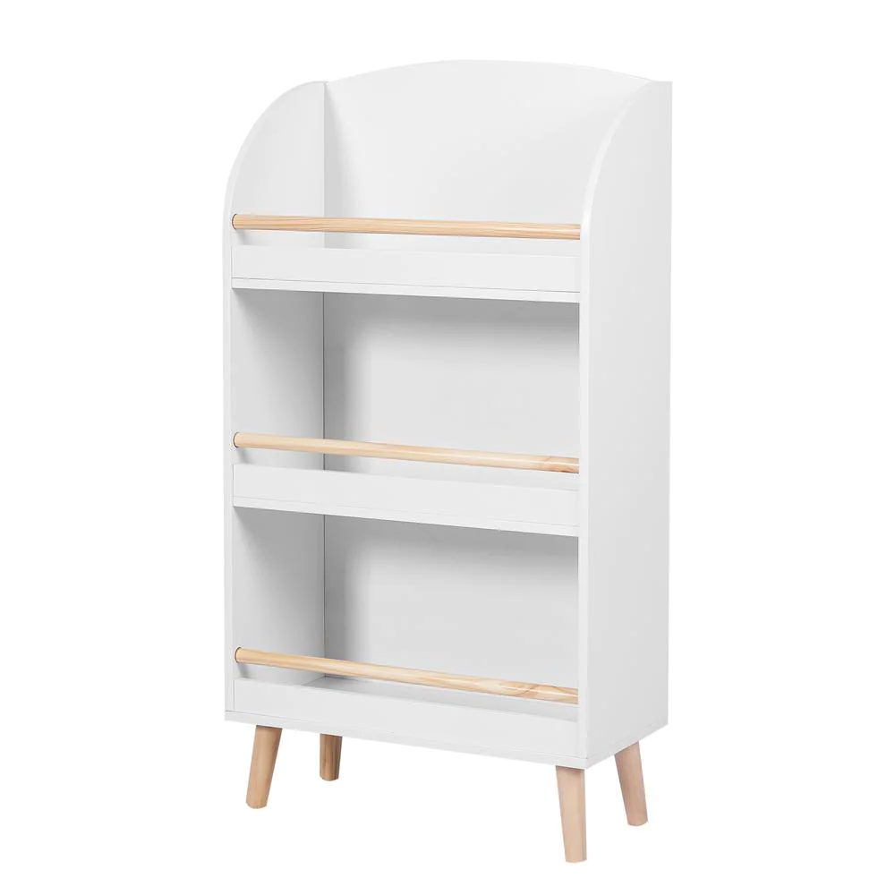 LuxenHome Children&s;s Multi-Functional 3-Shelf Bookcase Toy Storage Bin, White
