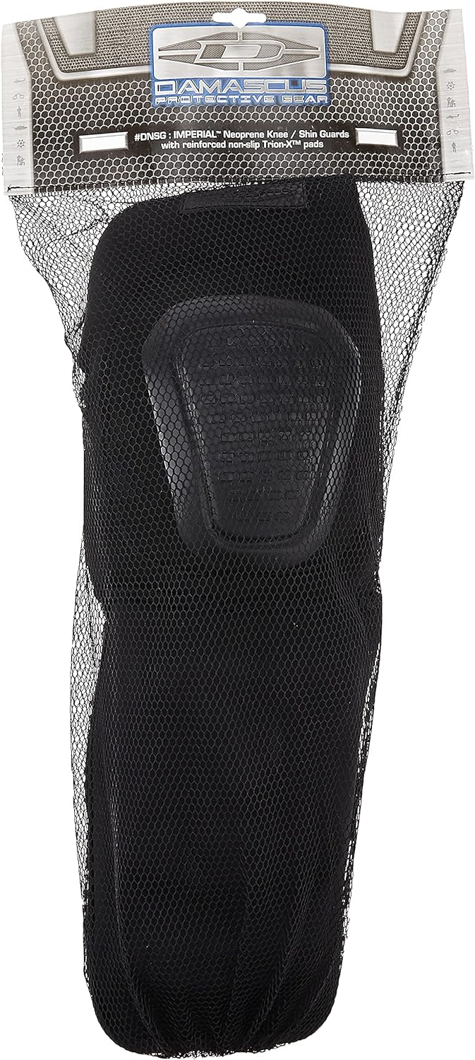 Damascus Gear: DNSGB Neoprene Knee/Shin Guards with Non-Slip Knee Caps (One Size, Black)