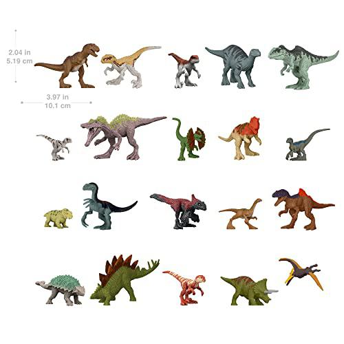 Jurassic World Toys jurassic world dominion mini dinosaur figures 20 small toys with authentic design, 1.125 in scale, play &a; display, ages 3 yea