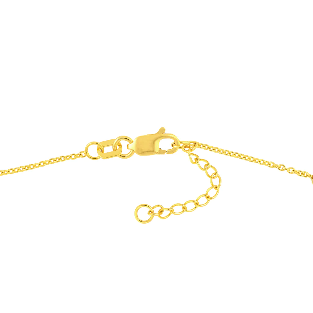 Jewelryweb 14k Yellow Gold 9-10 Inch Adjustable Station Virgin Mary and Cross - 10 Inch