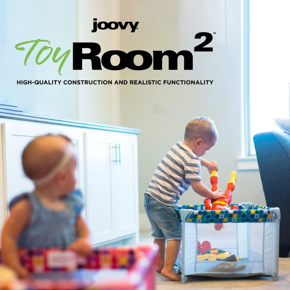 joovy toy room playard baby doll playpen featuring sturdy steel frame and collapsible design allows for easy fold for travel,