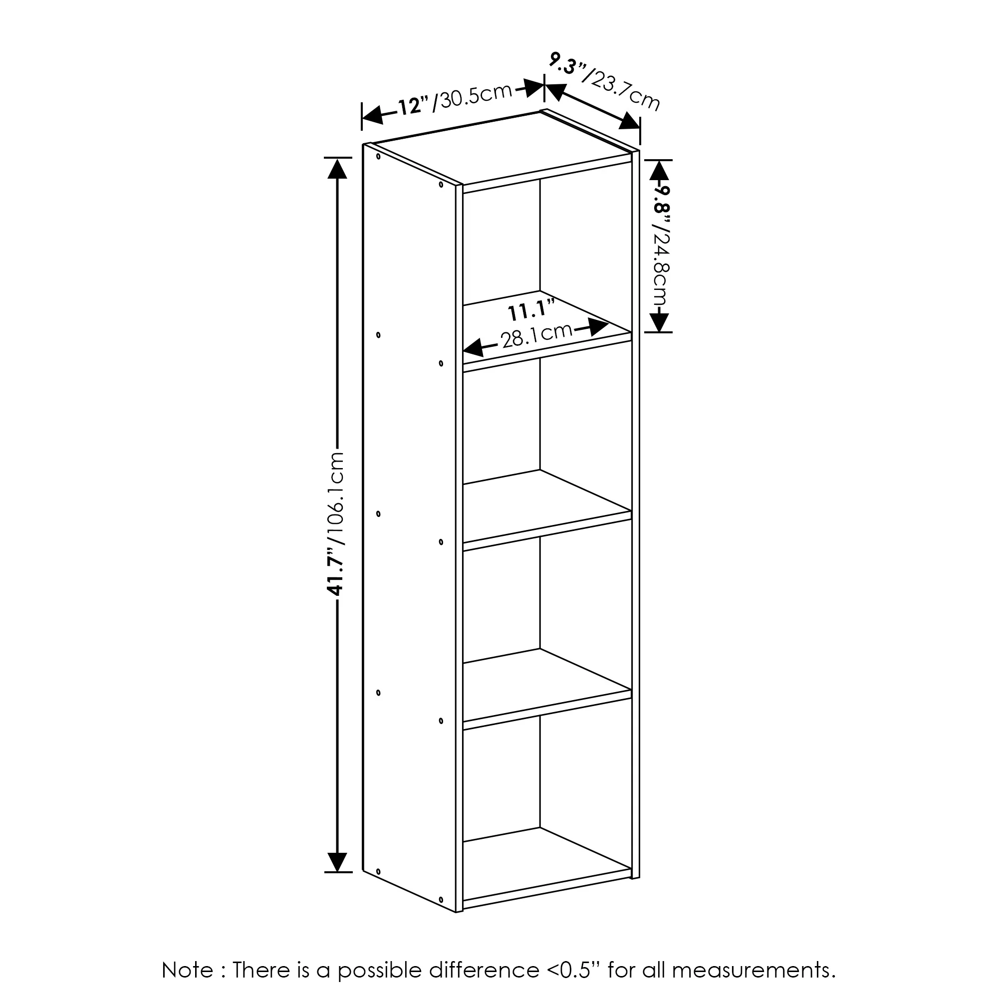 Furinno Pasir 4-Tier Open Shelf Bookcase, Green/White