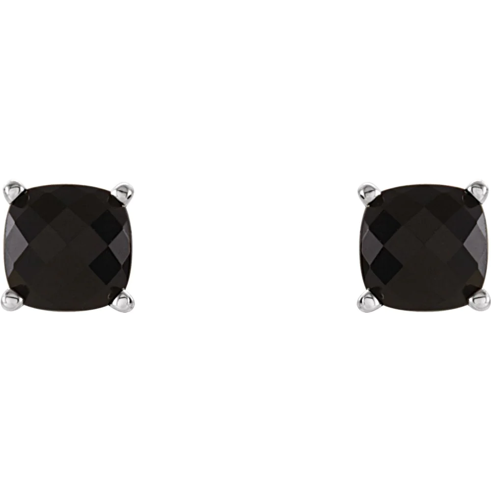 Jewelryweb Sterling Silver Simulated Onyx 5x5mm Polished Scroll Earrings