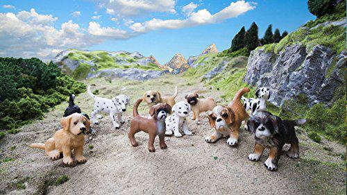 toymany 10pcs dog figurines playset, realistic detailed plastic puppy figures, hand painted emulational dogs animals toy set,