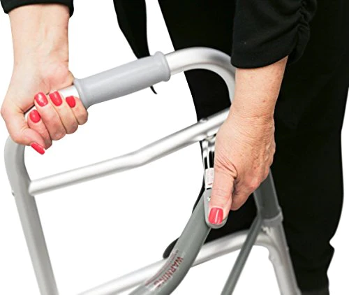 Healthline Bariatric Heavy-Duty Folding Walker with Wheels for Seniors, Adults, Extra Wide Front Wheel Walker (2 5-Inch wheels), Sized for