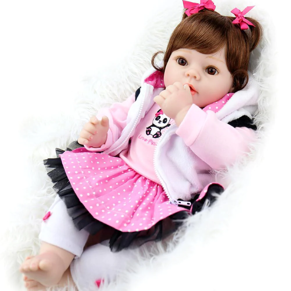aori reborn baby dolls - realistic baby doll 22 inch lifelike newborn baby girl doll with panda theme gift set