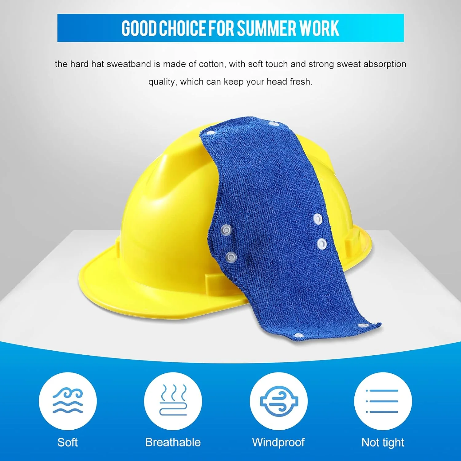 Geyoga 12 Pieces Hard Hat Sweatband Washable Hard Hat Liner Reusable Snap Sweat Band Liner Soft Hard Hat Accessories Assort Color, Dar