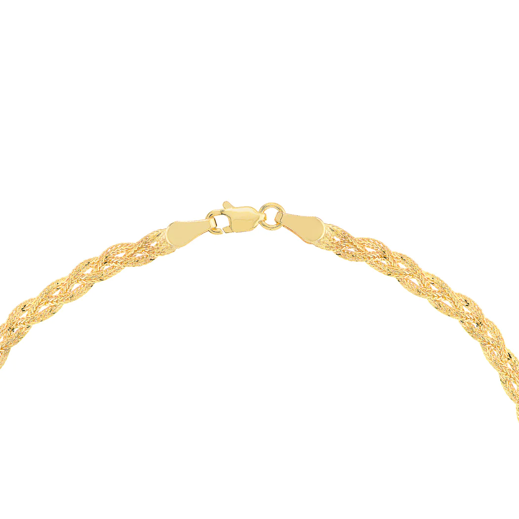 Jewelryweb 14k Yellow Gold Braided Foxtail - 10 Inch
