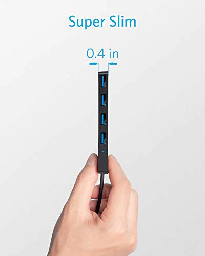 Anker Play Anker 4-Port USB 3.0 Hub, Ultra-Slim Data USB Hub with 2 ft Extended Cable [Charging Not Supported], for MacBook, Mac Pro, Mac m