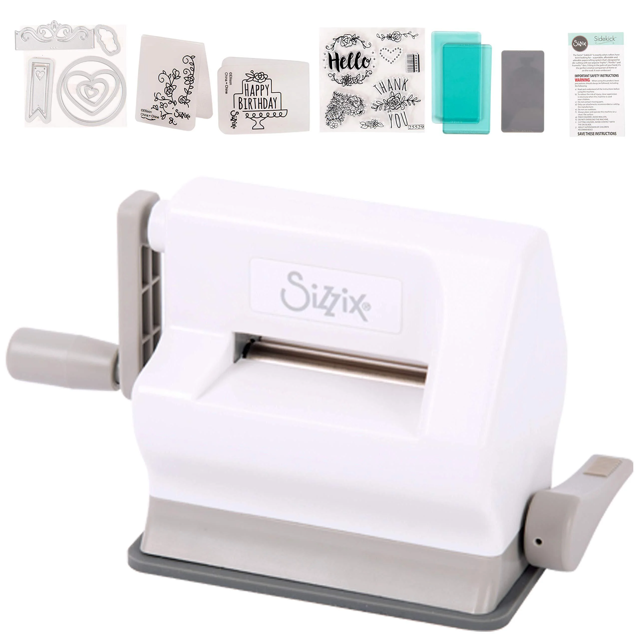 SIZZIX BY ELLISON sizzix sidekick starter kit 661770 portable manual die cutting &a; embossing machine for arts &a; crafts, scrapbooking &a; cardmaki