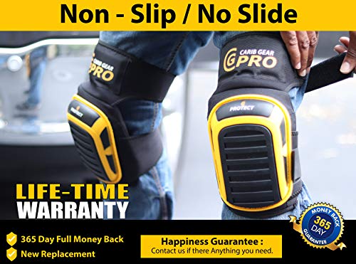 CARIB GEAR PRO Knee Pads For Men Work Heavy Duty Pad Design For Construction Tiling Gardening Flooring install Extra Gel and Cushion Support Lo