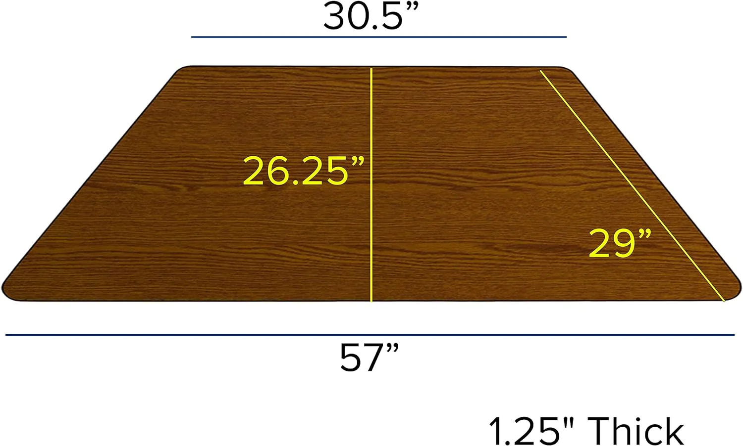 Flash Furniture Mobile 30&s;&s;W x 60&s;&s;L Trapezoid Oak Thermal Laminate Activity Table - Height Adjustable Short Legs - XU-A3060-TRAP-OAK-T-P-CA