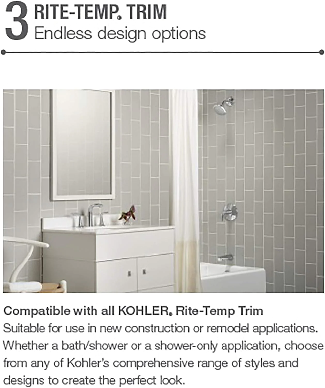 Kohler K-8304-KS-NA Rite-Temp&a;#194;&a;#174; Pressure-Balancing Valve Body and Cartridge Kit with Service Stops