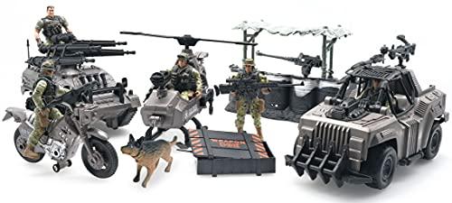 MISTBUY us army men action figures with military vehicles toys playset, toy soldiers with military trucks, helicopter, war tent for k