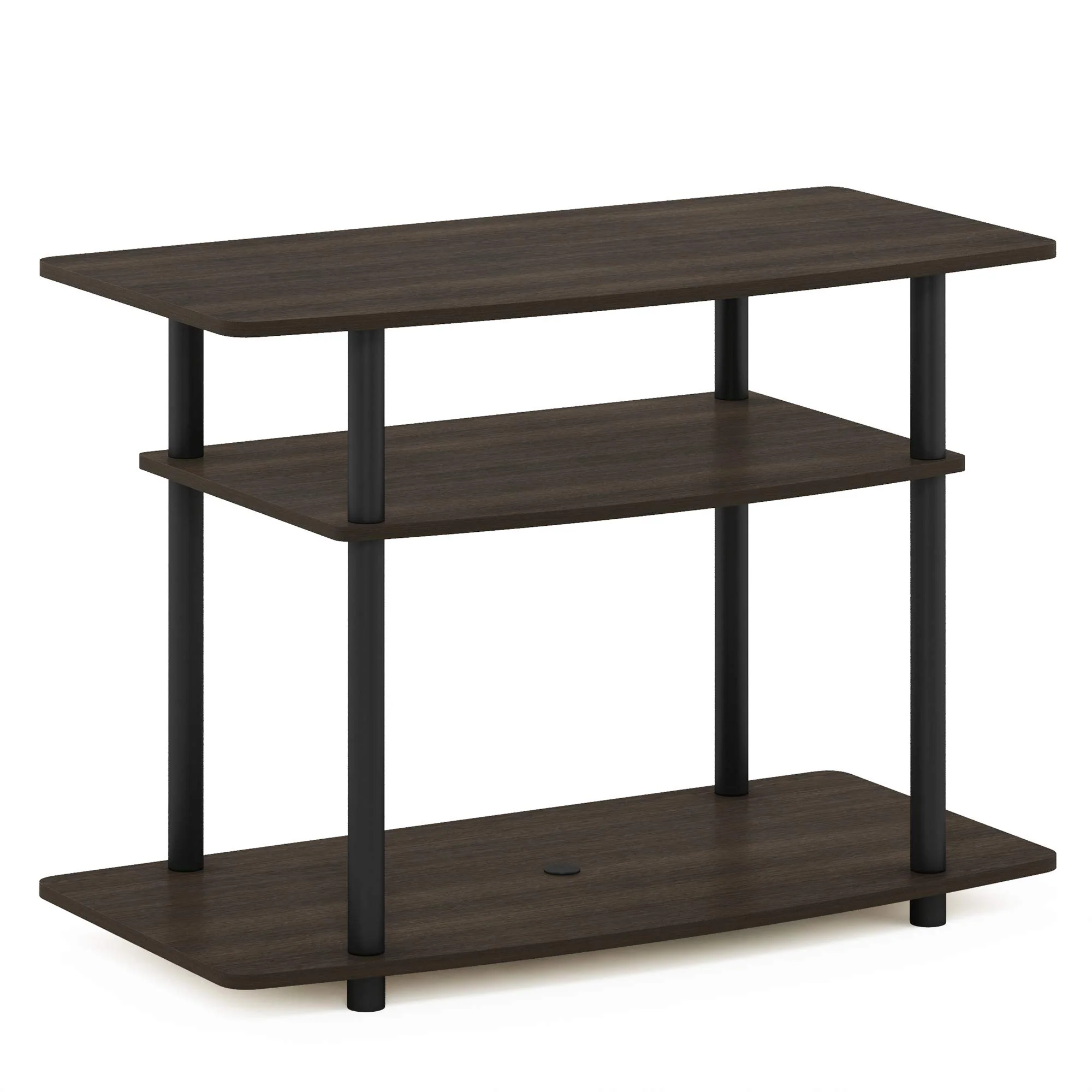 Furinno Turn-N-Tube No Tools 3-Tier Entertainment center TV Stand for TV up to 32 Inch, Plastic Round Tubes, Dark BrownBlack
