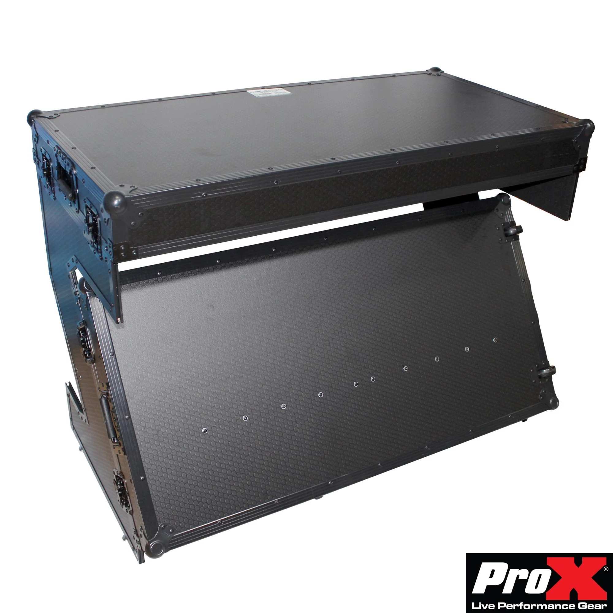 PROX Portable DJ Z-Table DJ Table-Flight Case W-Handles and Wheels - Black on Black