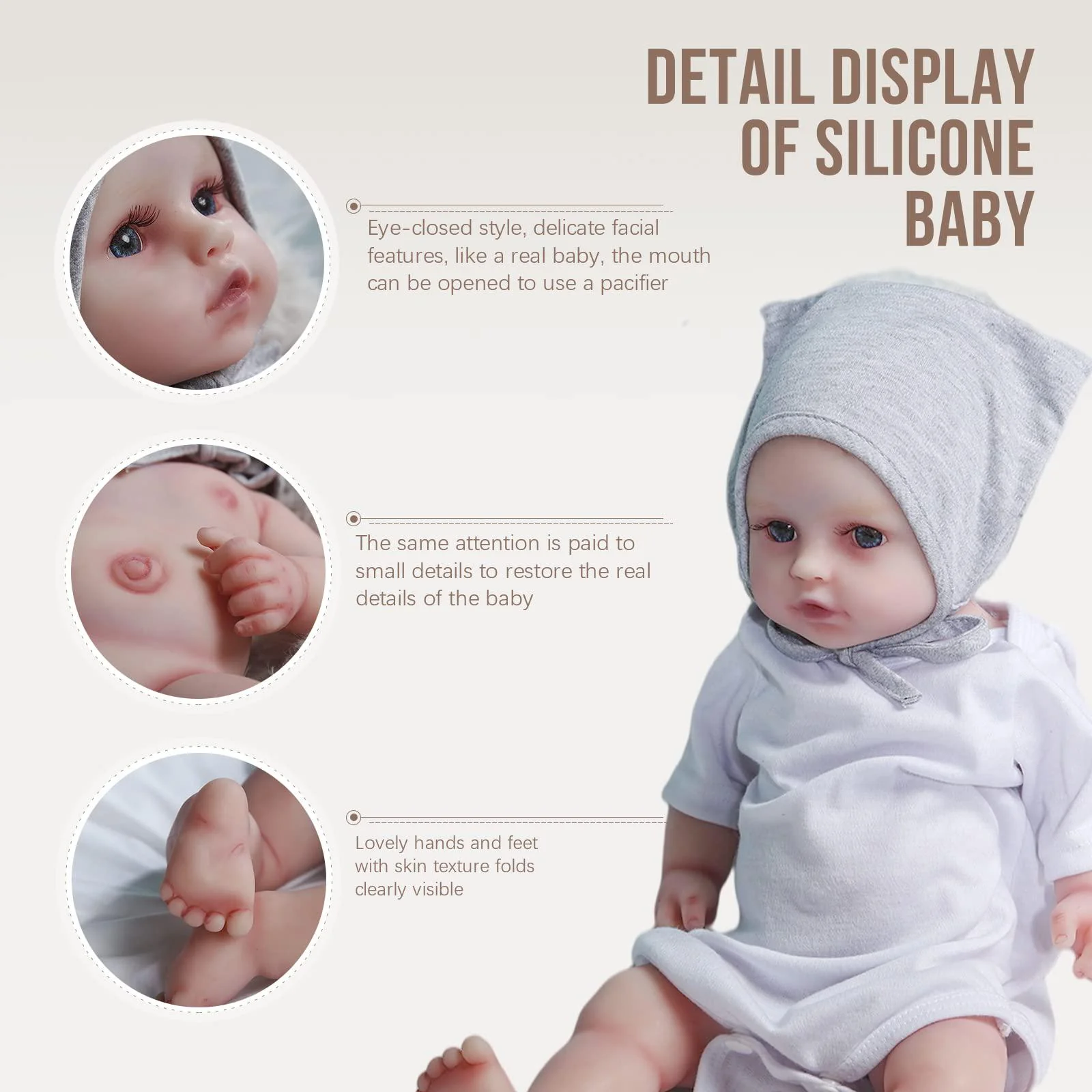 AISITE full silicone baby dolls 16.54 in hair girls, not vinyl dolls,realistic soft silicone newborn baby doll,real full body silico
